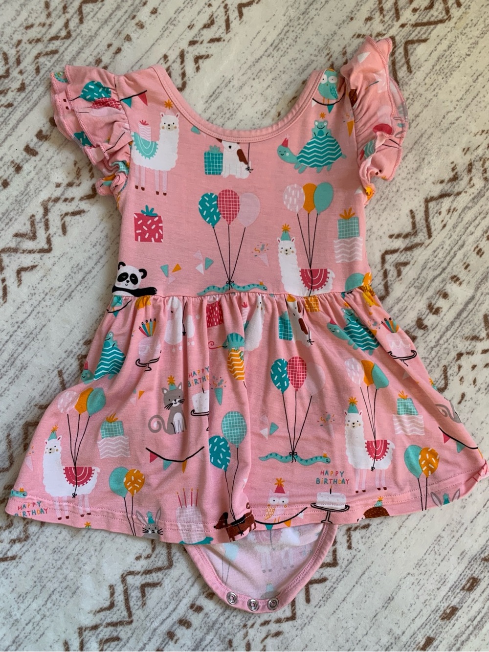 Little Sleepies Pink Llama & Balloon Party Dress